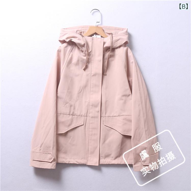 レディースカジュアル 多用途 フード 付き 春秋 無地 ジャケット 耐久性 防水 アウトドアウェア マウンテンパーカー 2