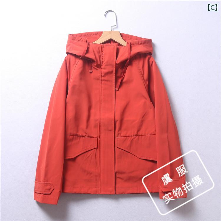 レディースカジュアル 多用途 フード 付き 春秋 無地 ジャケット 耐久性 防水 アウトドアウェア マウンテンパーカー 3