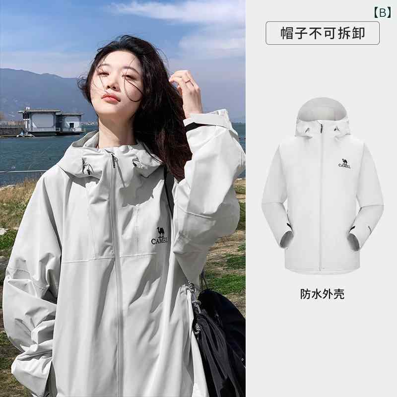 LINEAR shopのレディースシングル ジャケット 2025 春秋 レディース アウトドア 旅行 防水 登山 服 メンズ マウンテンパーカー カジュアル｜アングル2