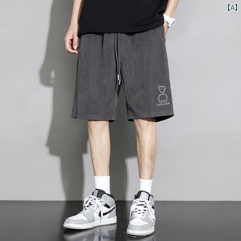 アメリカン レトロ 涼しい クール 快適 ショーツ メンズ 夏 薄手 ゆったり ワークウェア カジュアル スポーツ ボーイズ ビッグ パンツ(4.0)