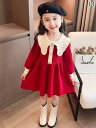 女の子用 セーター付き プリンセス ドレス 秋冬 おしゃれベビー用 パールネック ワンピース