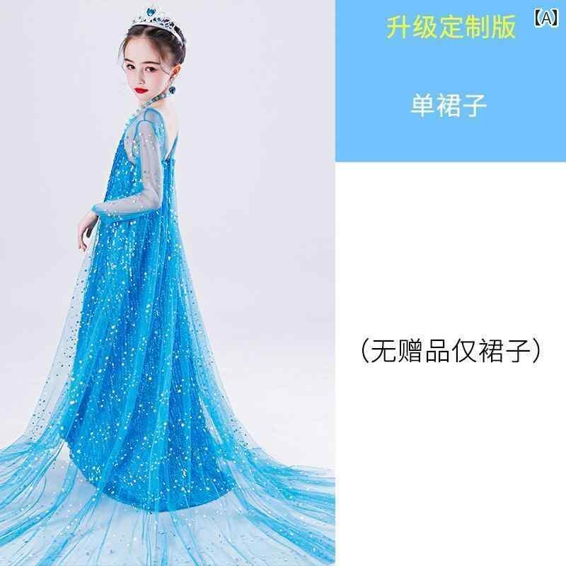 子供用エルサプリンセスドレス 少女用エルサワンピース 女の子の誕生日用ドレス