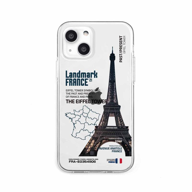 Dparks iPhone 13 ケース ソフト クリア LANDMARK-USA LANDMARK-FRANCE