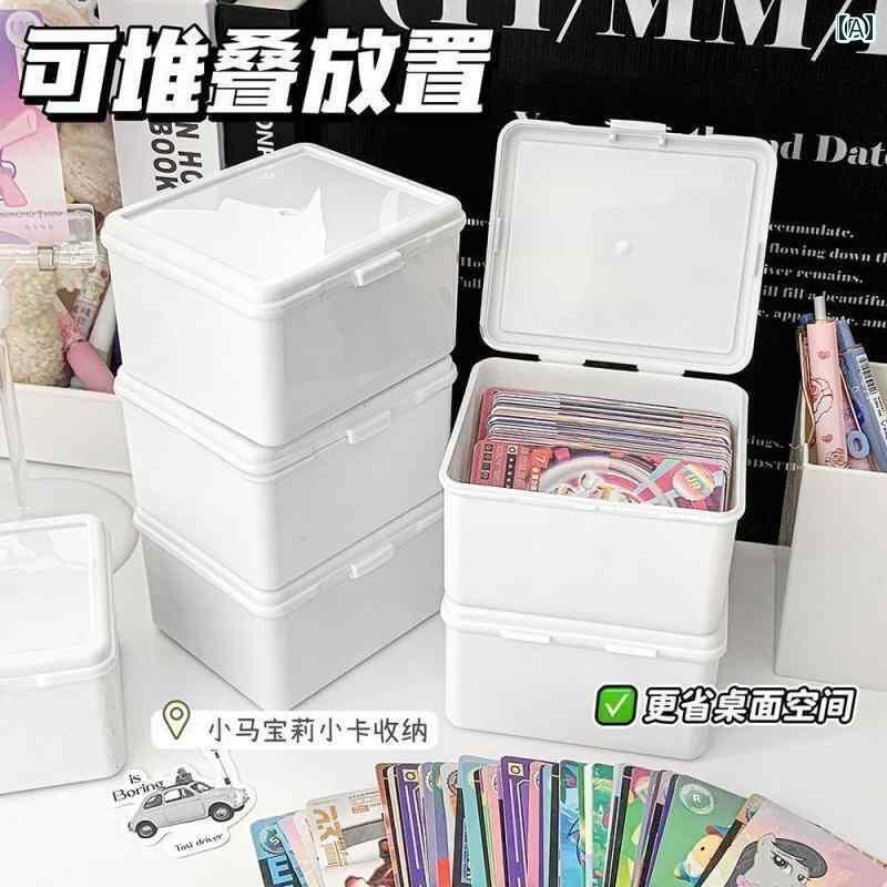 ホワイト フリップ トップ 収納 ボックス マイリトルポニー カード フィルム 整理 多機能 防塵 蓋付き シンプル 日用品 小物入れ