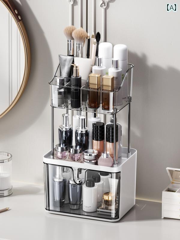 化粧 品 収納 ボックス デスク トップ スキン ケア 製品 口紅 コンパートメント ブラシ 眉毛 ペンシル ..