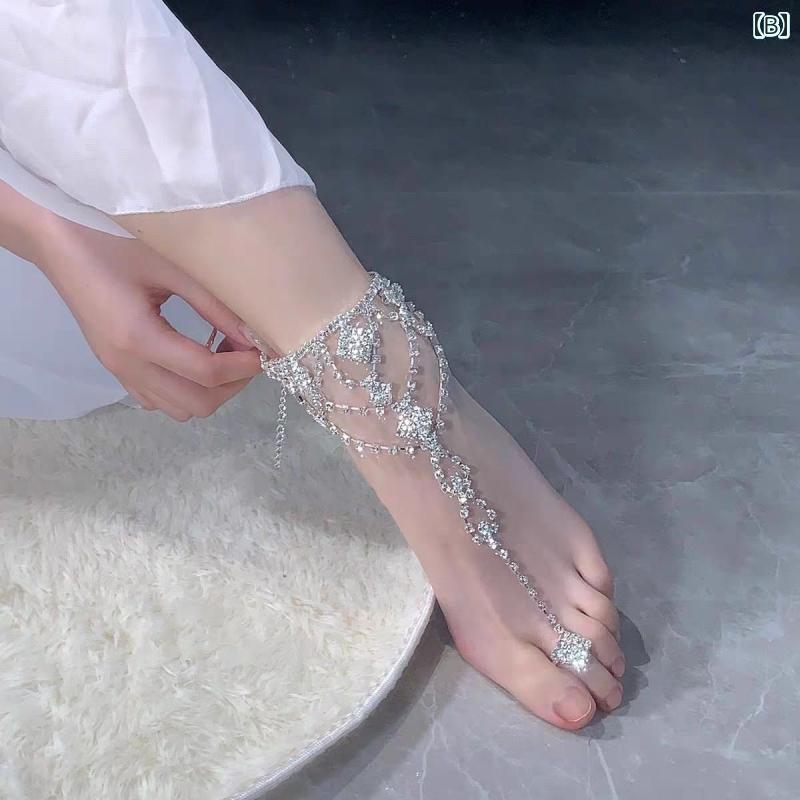 女性 軽量 豪華 レトロ ラインストーン アンクレット セクシー スタイル ビーチ ミトン アクセサリー エキゾチック 甲 チェーン