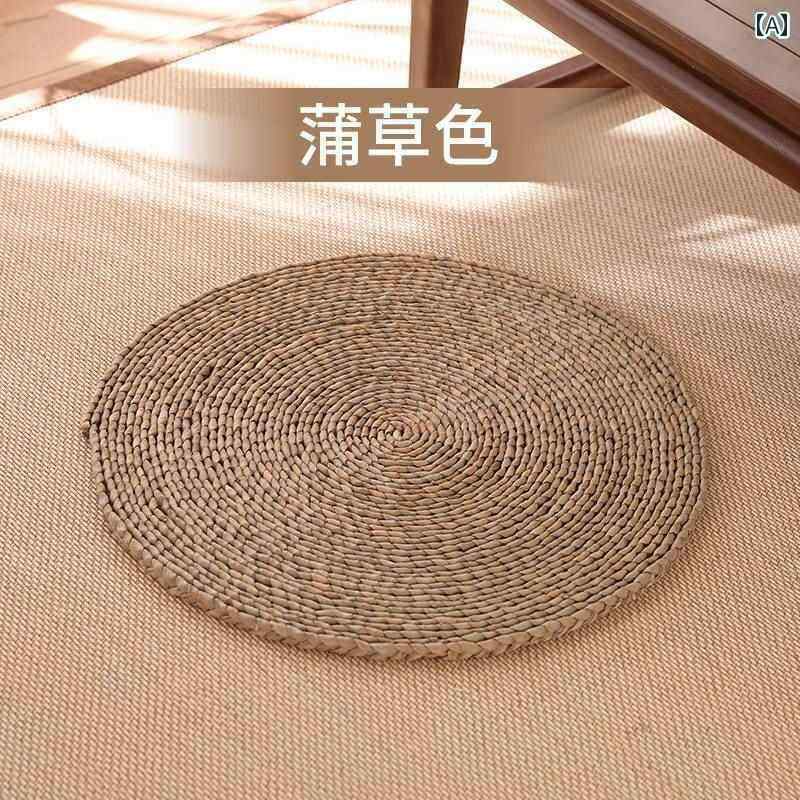 レトロ 竹 ラウンド 幼稚園 フロアマット 学生 布団 クッション シート プー フ 学習 スツール ランチ..