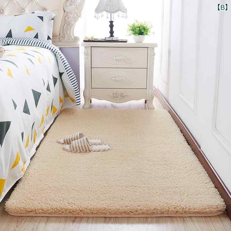 日本 ベッド サイド ウール ベルベット ラグ 寝室 フル フロント マット リビング ルーム インテリア ふわふわ 厚み モダンシンプル [2]
