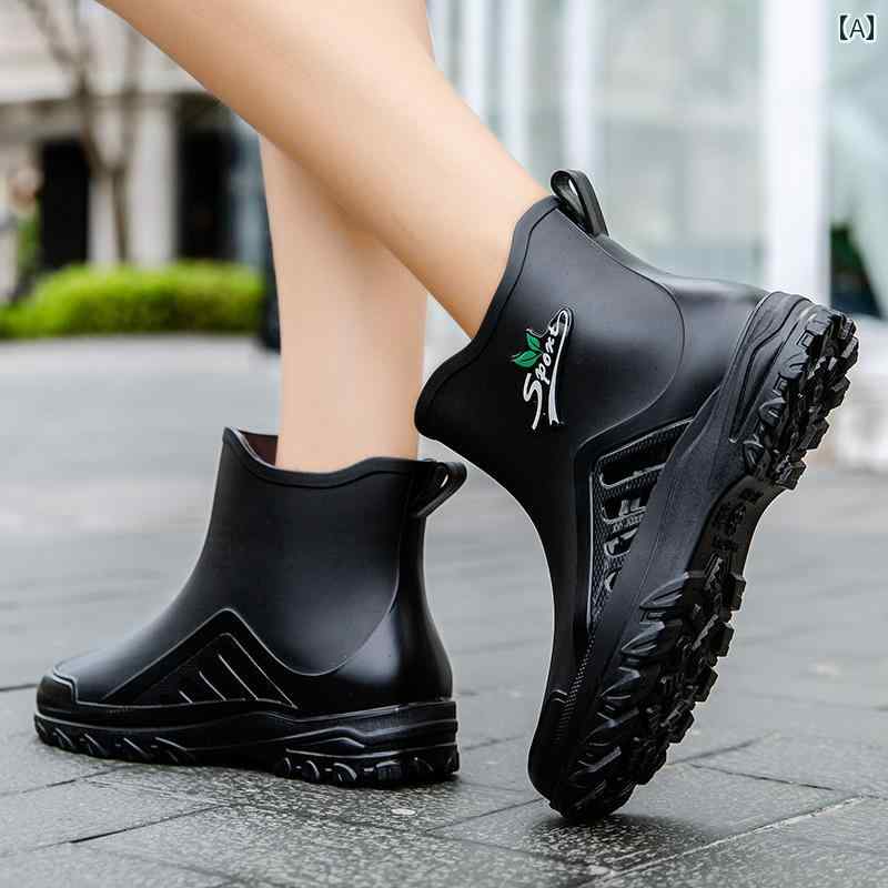 女性用 ドイツ製 レインブーツ 滑り止め 厚手 ショート チューブ ベルベット 素材 快適 防水 洗車 キッチン ロー ウォーター ラバーシューズ