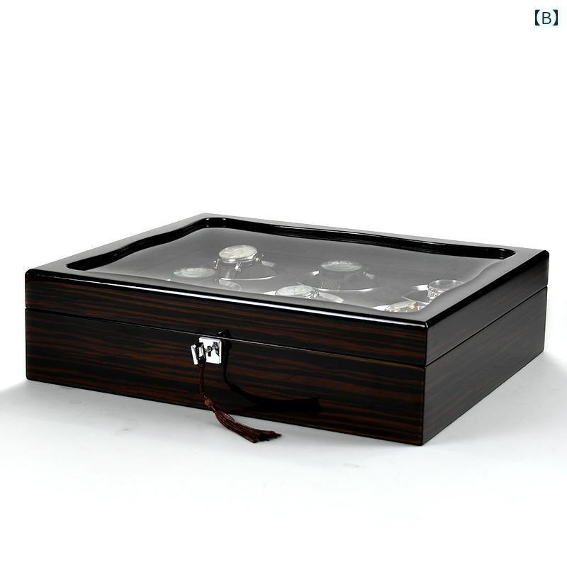 軽量 豪華 漆 塗り 時計 コレクション ボックス ロック 付き 黒檀 ビジネス マルチウォッチ 収納 家庭用 アクセサリー インテリア