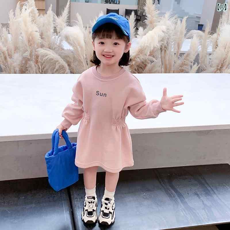 女の子 キッズ 秋 ドレス ベビー 服 子供 スカート リトル プリンセス シンプル Aライン かわいい 長袖..