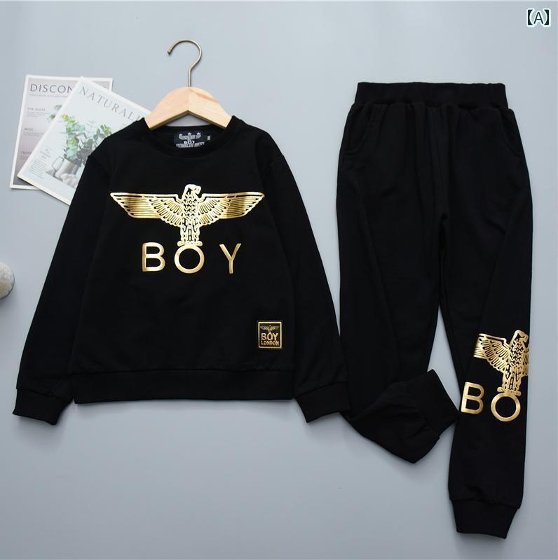 男の子 ラウンドネック スウェットスーツ 女の子 春 イーグル 小中 子供 綿 スポーツ ショーツ コット..