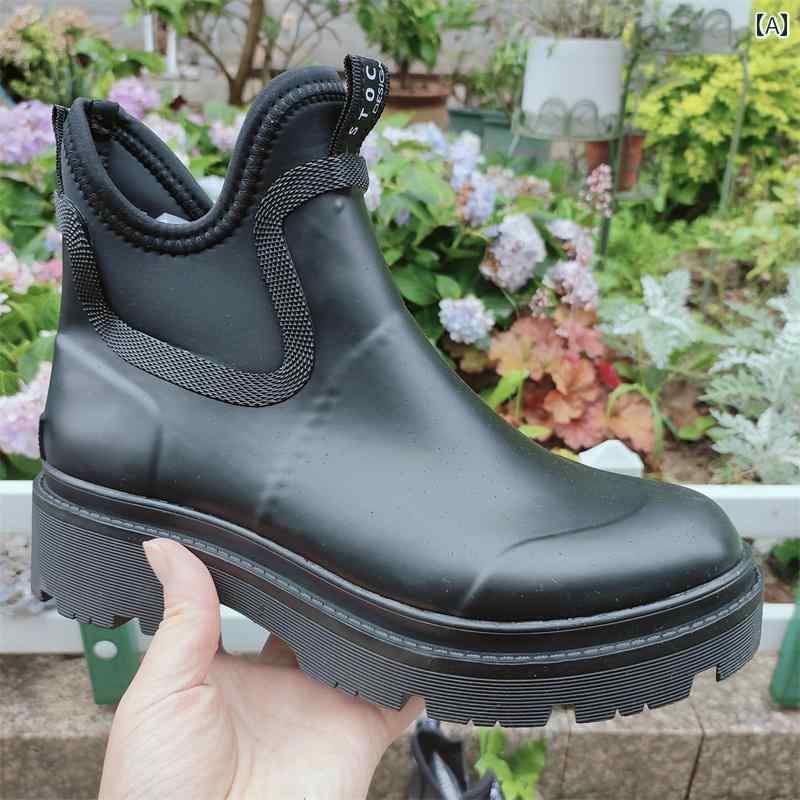 ショート チューブ メンズ レディース ソフト ラバー レインブーツ ウォーター シューズ オーバー 牛 ブラウン 四季 大きいサイズ上部の高さ：ショートチューブサイズ: 37,41,42,43,44,39,36,38,40,45,46,47
