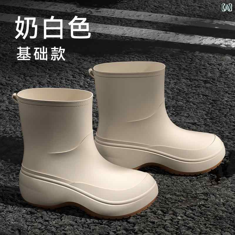 2025年 暖かい レインブーツ レディース 大人 厚底 防水 滑り止め ウォーター シューズ プラスベルベット アウトドア ラバーシューズ