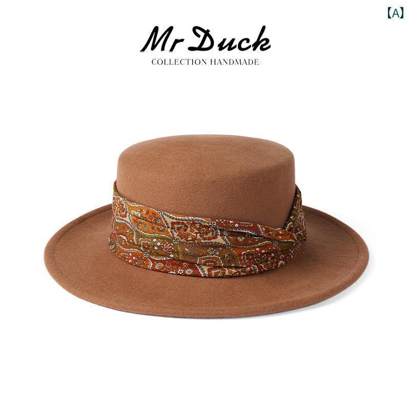 日本 レトロ プリント ウェビング フレンチ フラット ハット つば トップハット 夏 メンズ レディース 頭 囲 帽子 おしゃれ