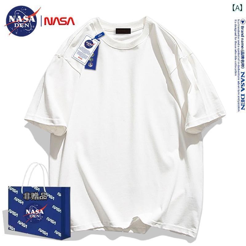 Other - NASAコラボ アメリカン ヘビーウェイト コットン 半袖 Tシャツ 夏 メンズ レディース 汎用性の 高さ 無地の ラウンドネックと カップル 5 分 袖