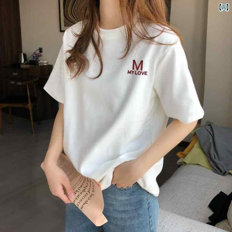 フロント ショルダー 半袖 白 ホワイト tシャツ 女性 ラウンドネック 夏 薄手 綿 コットン イン レディース トップス シンプルサイズ: SML XL 2XL 3XL
