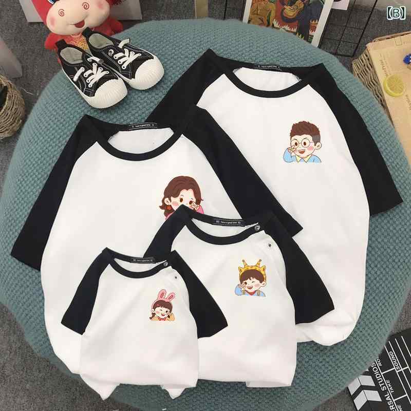 LINEAR shopの親子の夏 3〜 4人 家族 服 半袖 Tシャツ 母子 母 娘 イラストプリント カジュアルセット｜アングル2
