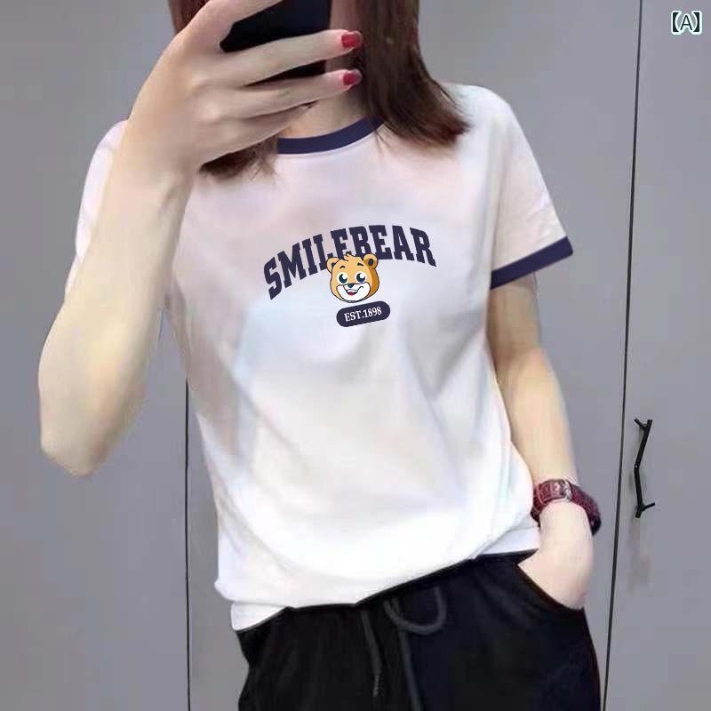 Other - 白 半袖 2025 商品 夏 綿 Tシャツ レディース 多用途 ゆったり スリム シンプル イン ワンポイント カジュアル かわいい