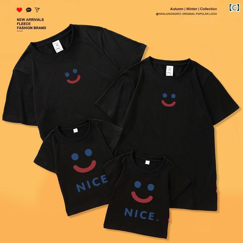 3〜 4人 家族 親子 服 夏 Tシャツ 2025年の 流行 子供 綿 おしゃれ 半袖 ファミリー ペアルック カジュアル