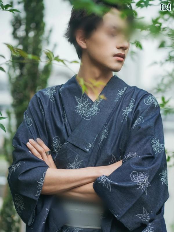 着物 男性 正装 日本 料理 改良 浴衣 和風 写真 撮影 サムライ スクリプト キラー 服 無地 シンプル おしゃれ モダン かっこいい
