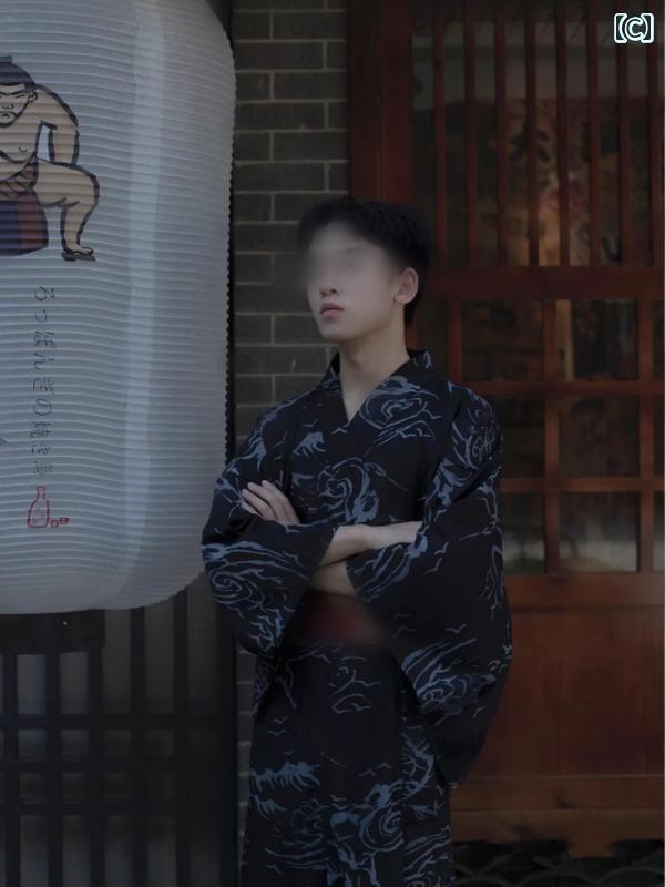 着物 男性 正装 日本 料理 改良 浴衣 和風 写真 撮影 サムライ スクリプト キラー 服 無地 シンプル おしゃれ モダン かっこいい