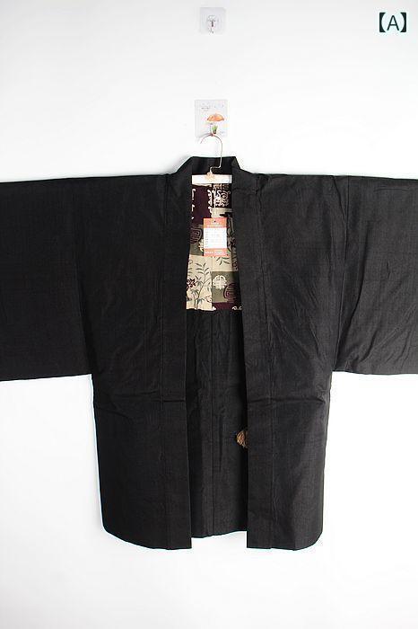 ヴィンテージ 伝統的な 日本の 着物 浴衣 羽織 和風 舞台 ゆったり コート カーディガン E 148 メンズ 服 シンプル モダン