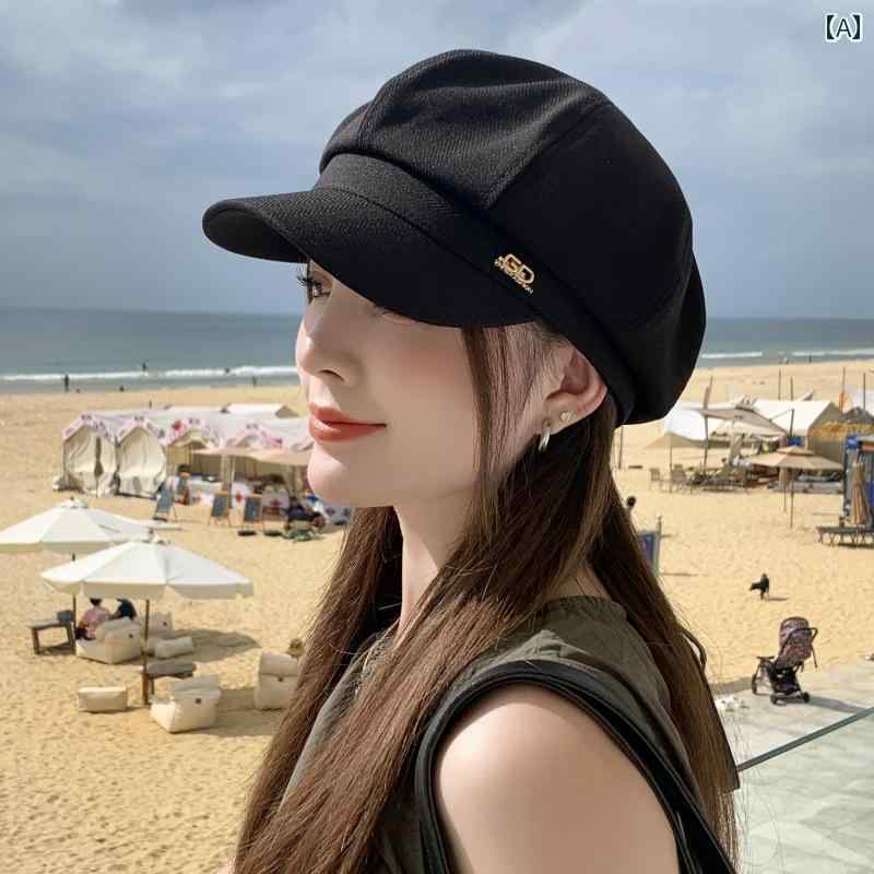 女性用 ベレー帽 2025 春夏 顔が 見える 小さめ 八角形の 帽子大きいサイズ ペインター ダックビル ハット ニュース ボーイ