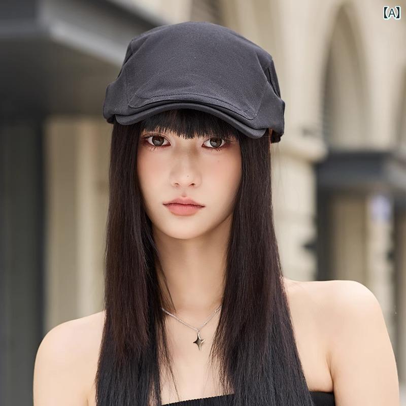 春夏 女性 韓国 前向き 帽子 頭 囲が 大きい 四角い 顔の ベレー 小さめ ニュース ボーイ ハット 逆向きに かぶる ダックビル