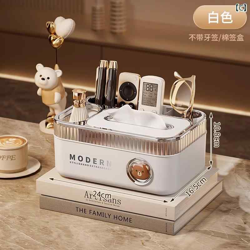 多機能 リモコン収納 ティッシュ ボックス 小物入れ ティッシュ入れ クリア おしゃれ スタイリッシュ 3