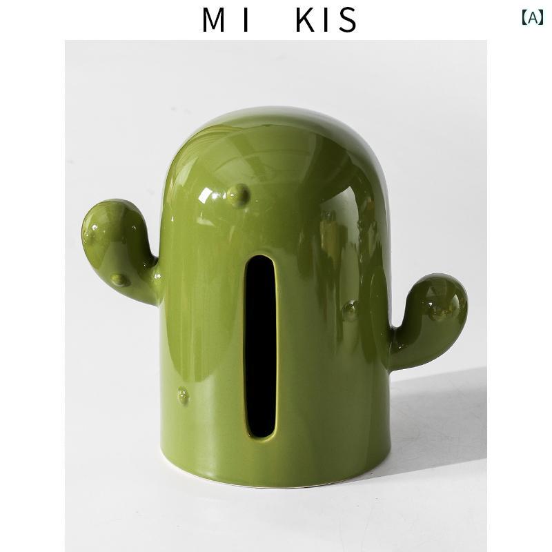 おしゃれ サボテン セラミック ティッシュ ボックス リビング ルーム 豪華 軽量 家庭用 ナプキン 装飾 ..