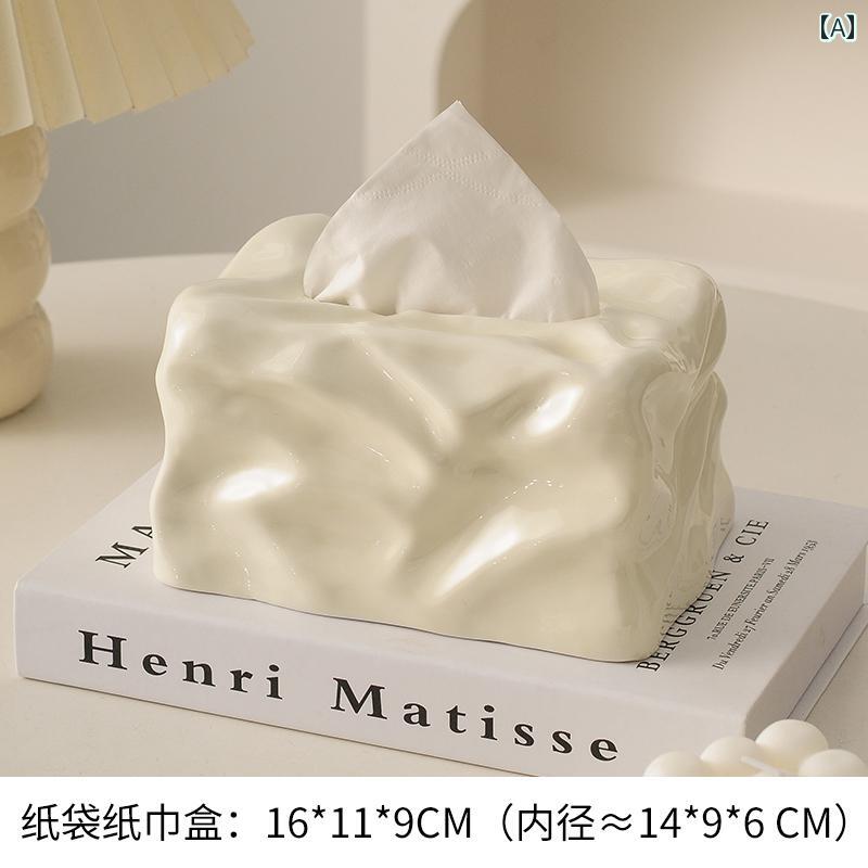 おしゃれ セラミック ティッシュ ボックス リビング ルーム 豪華 ライト スタイル 氷河 紙 箱 ホーム ナプキン インテリア材質: セラミック
