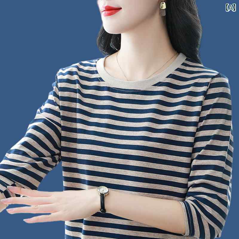 2025年 秋 レディース 長袖 Tシャツ 大きいサイズ ゆったり 春秋 おしゃれ ボーダー カラー ロンT トップス カジュアル