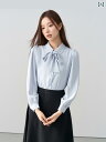 シャツ レディースーツ 通勤 シフォン ボウタイリボン 取り外し可能 シンプル ブラウス 無地 半袖 長袖 オフィス フォーマル(4)