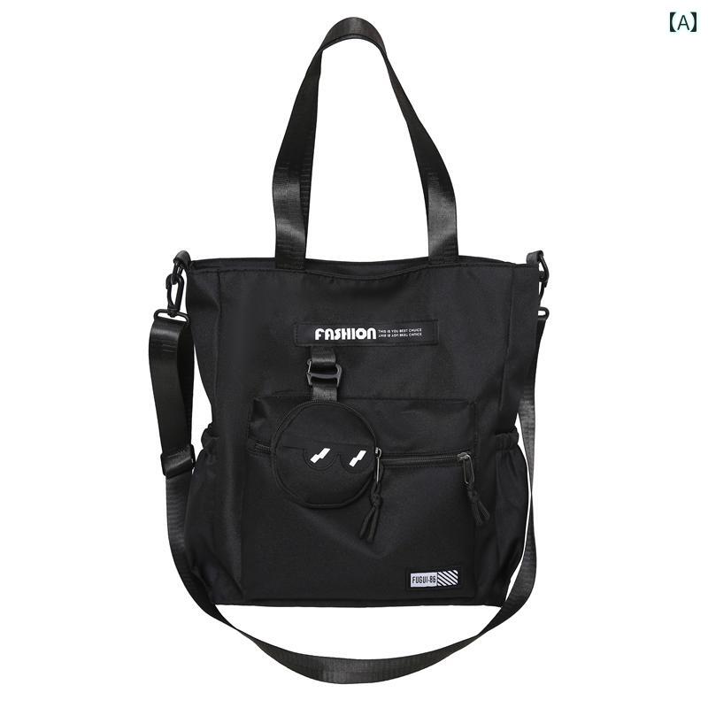 中学生・ 高校生 補習に使える メンズ大容量 ショルダー メッセンジャーバッグ シンプル ブラック コー..