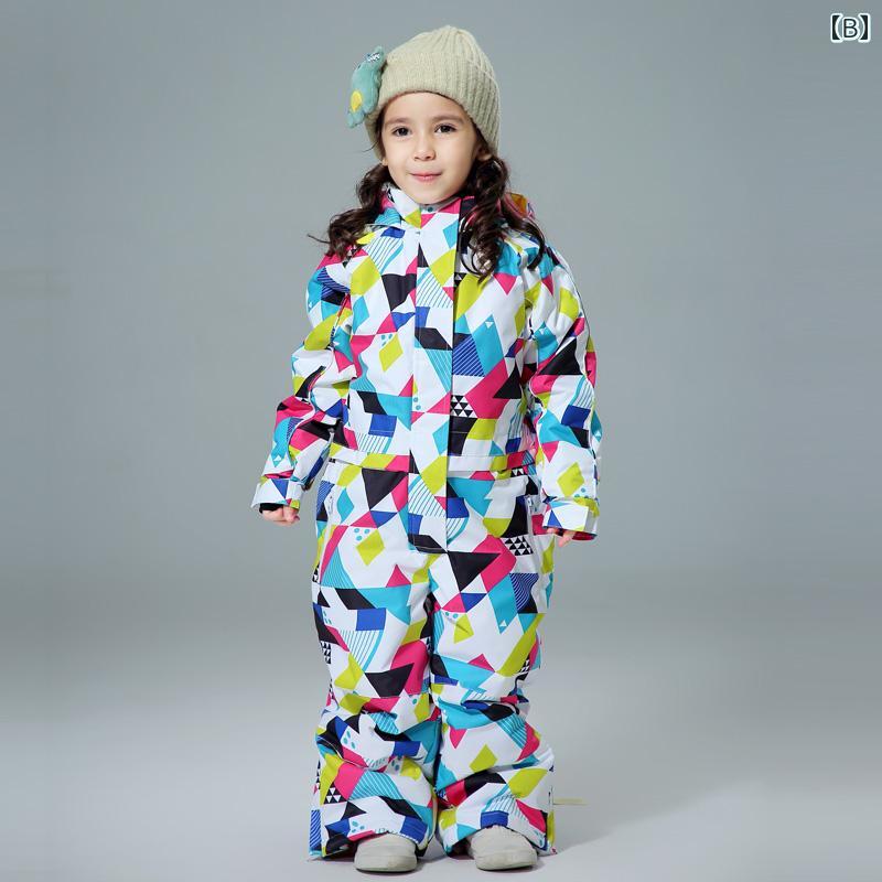 子供用 スキー スーツ ワンピース 女の子 男の子 屋外 防水 ウォーム プラスベルベット 暖かい ベビー 用品 スノー カジュアル 2