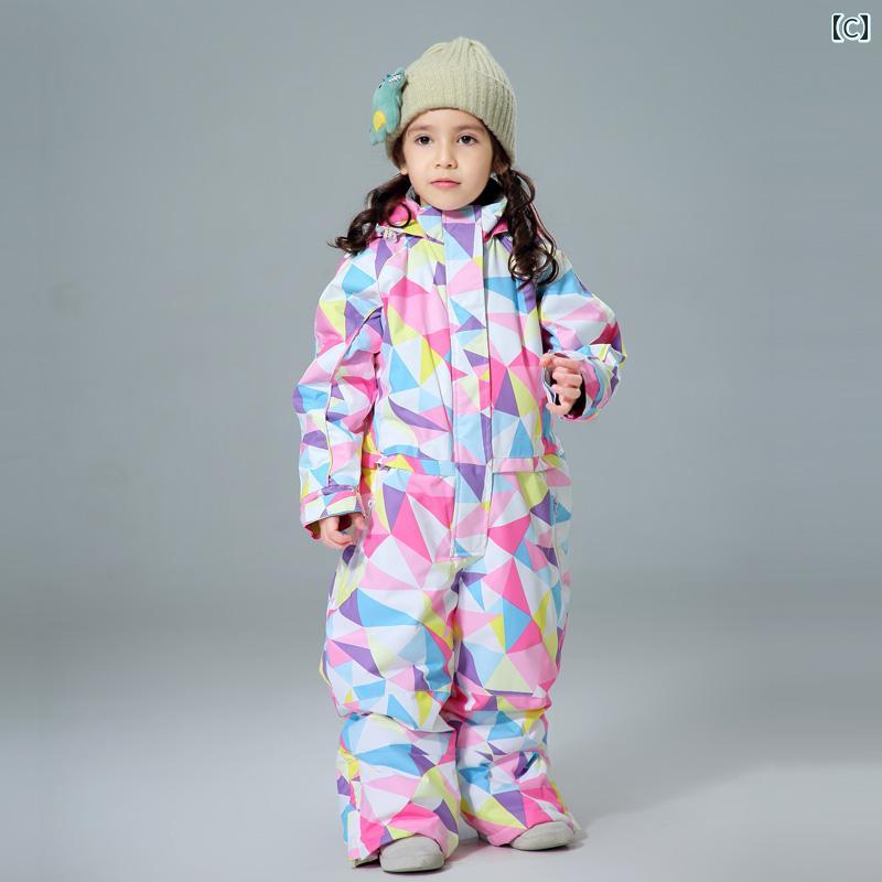 子供用 スキー スーツ ワンピース 女の子 男の子 屋外 防水 ウォーム プラスベルベット 暖かい ベビー 用品 スノー カジュアル 3
