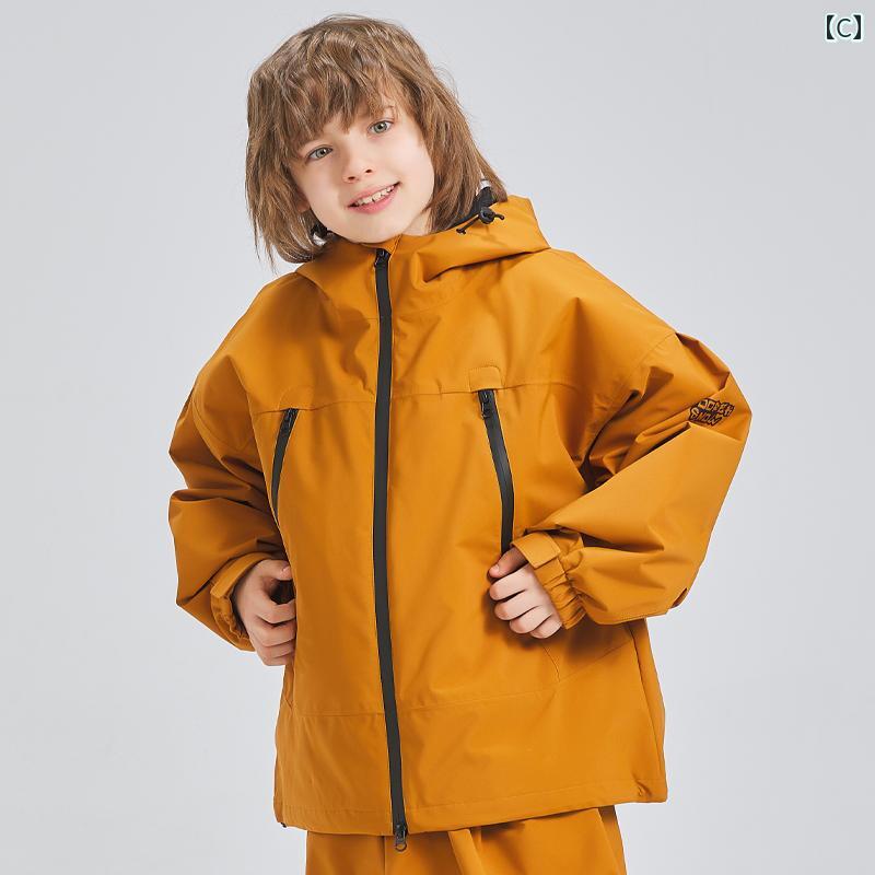 子供用 3 L スキー ジャケット スーツ ウサギの 耳 付き 取り外し可能 冬用 防水 防風 暖かい 男の子 女の子 キッズ カジュアル おしゃれ アウトドア 外出用 かわいい 3