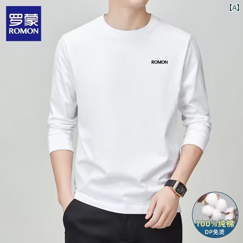 Other - 綿 Tシャツ メンズ 長袖 ホワイト ボトムス トップス 2025 春 カジュアル ラウンドネック スウェット スタイル コットン