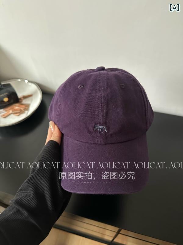 韓国 ニッチ 刺繍 リトル フォックス 野球 帽 男女兼用 つば広 小さめの サンバイザー キャップ 付き シンプル カジュアル