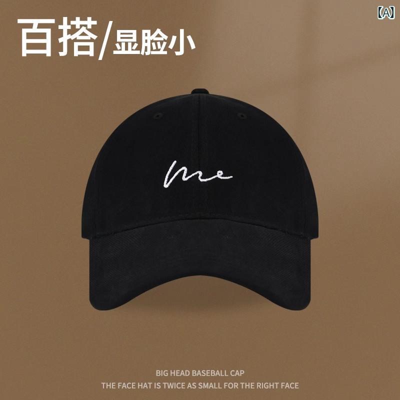 女性用 ブラック ベースボール キャップ 2025年 刺繍大きいサイズ 顔 小さめ ダックビル 男性用 アメリカン ワイド ブリム ソフト トップハット