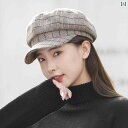 帽子 女性 春秋 日焼け防止 サンシェード 大きいサイズ 韓国 サン 八角 ベレー帽 レディース チェック柄 かわいい カジュアル(4)