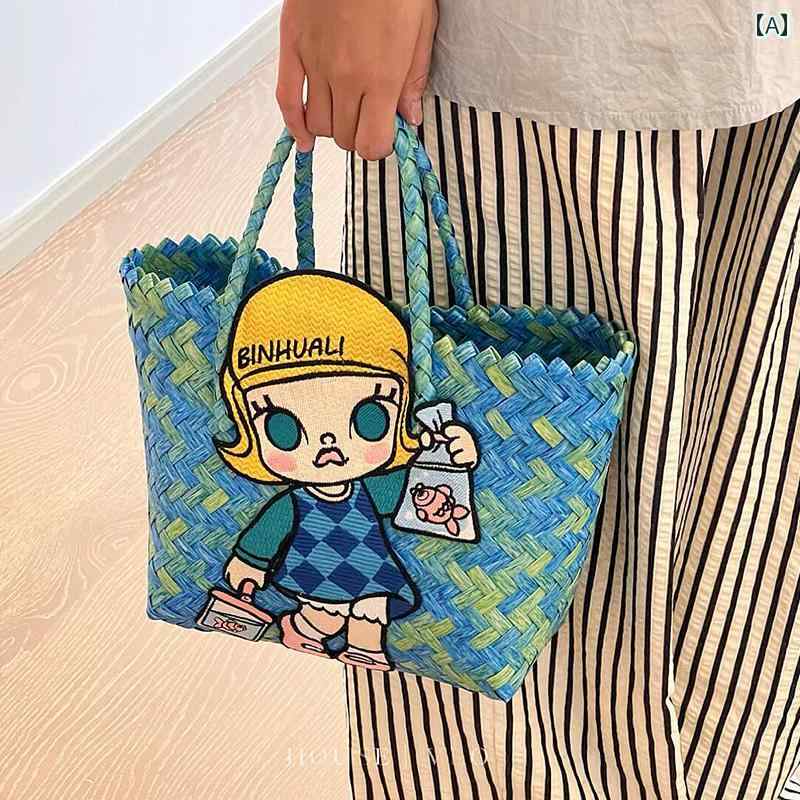 野菜 かご バッグ 女性用 仕事用 小型 トートバッグ ハンドバッグ 竹 編み ラタン大容量 防水 カジュア..