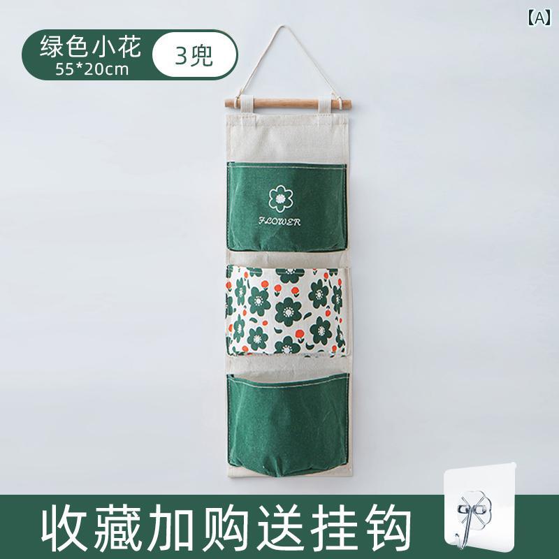 寮の ドアに 掛ける バッグ 収納 壁掛け 寝室 リビング かわいい インテリア おしゃれ バスルーム カジュアル コットン グリーン