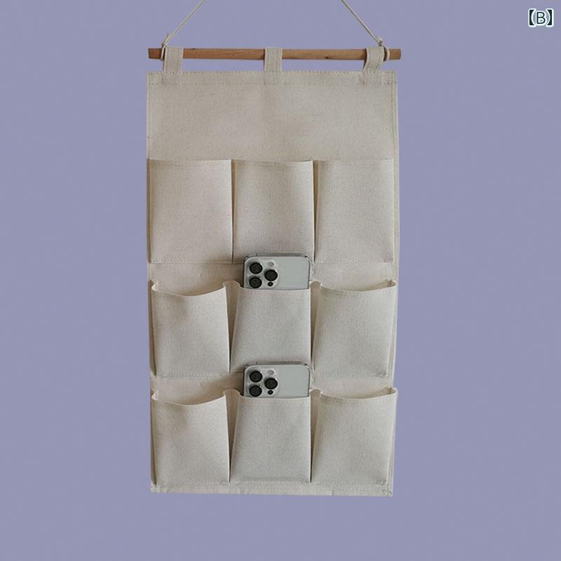 ドア 綿 リネン 吊り下げ 収納 バッグ 家庭用 ベッド サイド ワードローブ 壁掛け 携帯電話 カード ヘアアクセサリー シンプル インテリア
