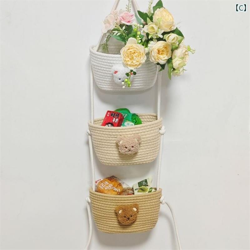 3層 立体ハンギングバスケット 手作り 収納 バッグ リビング ルーム 壁 ウォールポ...