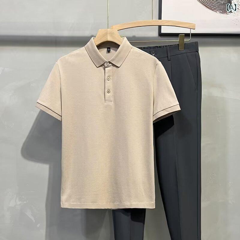 夏 無地 メンズ 半袖 2025 カジュアル ビジネス ゆったり スポーツ ラペル Tシャツ シンプル コーディネート