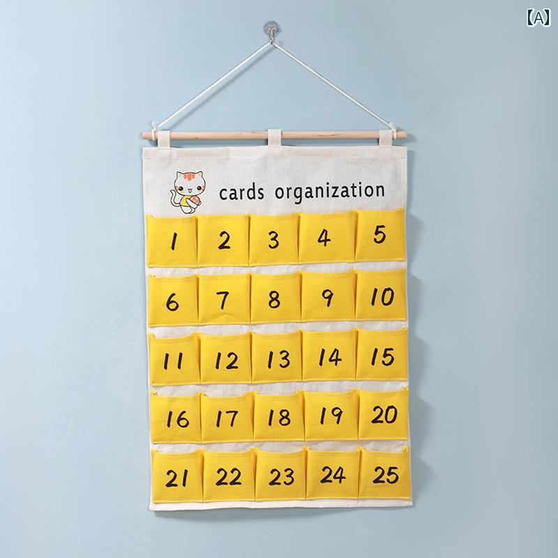 幼稚園 壁掛け 雑貨 寮 収納 吊り下げ 数字 ナンバー カレンダー ウォールポケット 整理 かわいい ナンバリング 便利アイテム