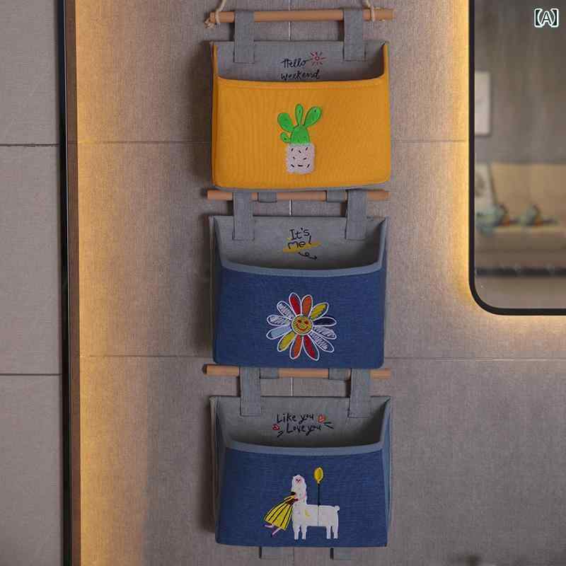 ドア 壁掛け 収納 バッグ かわいい ベッド サイド 吊り下げ ポップ イラスト カラフル 子供部屋 おしゃ..
