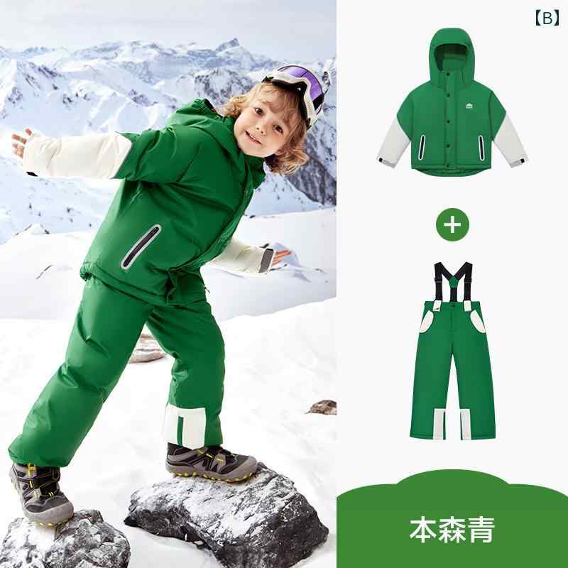 男の子 女の子 子供用 スキー スーツ 防風 防水 暖かい スプリット ジャケット パンツ 厚手 用具 キッズ カジュアル アウトドア 2
